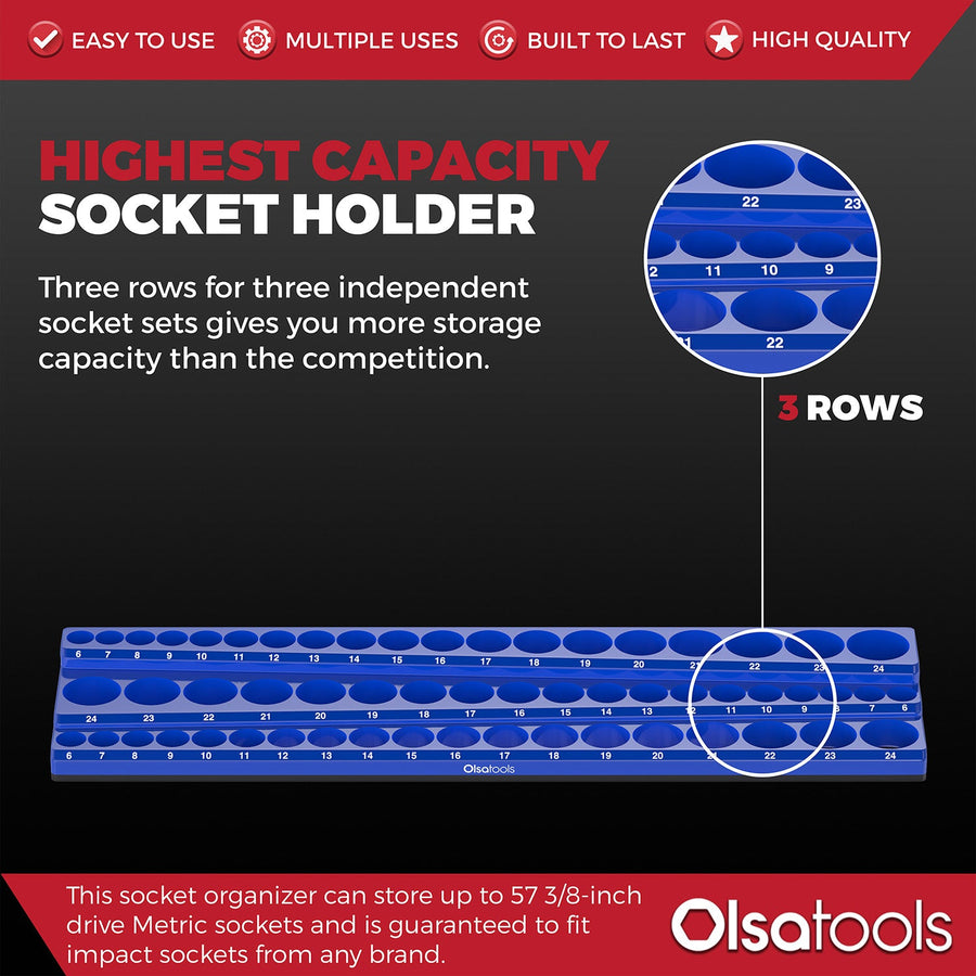 3-Row Magnetic Socket Holders
