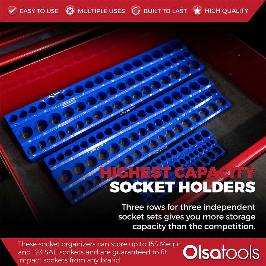 3-Row Magnetic Socket Holders