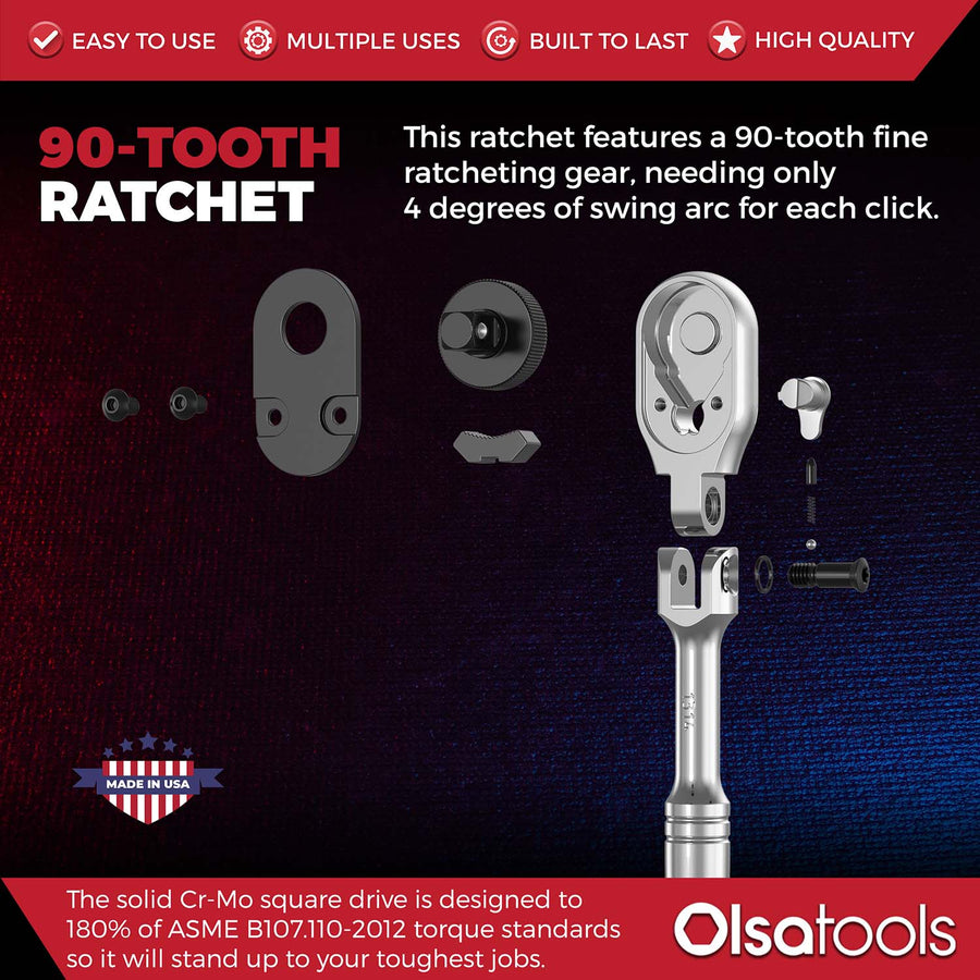 Flex Head Ratchet -  90 Tooth