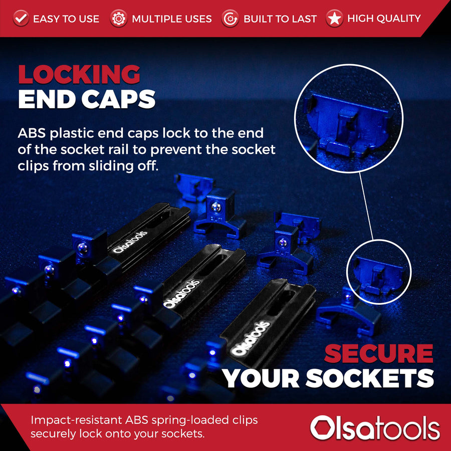 Aluminum Socket Organizer Rails with Locking End Caps