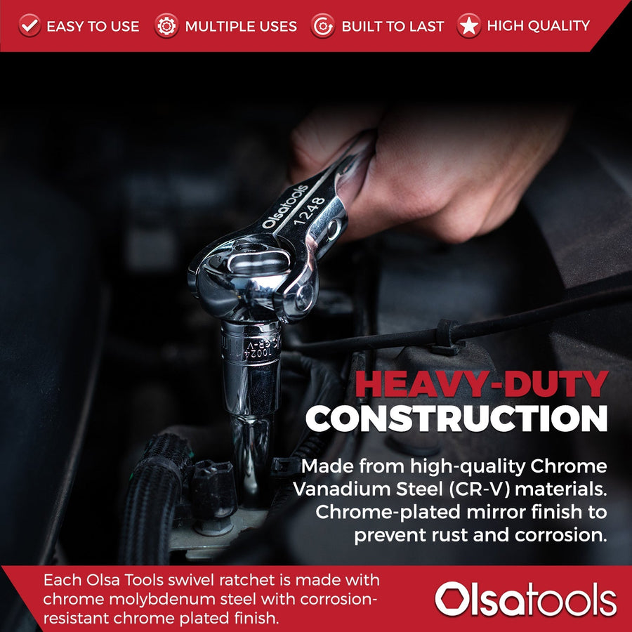 90-Tooth Round Swivel Head Ratchet