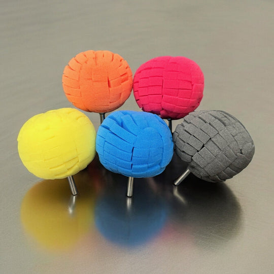 Metal polishing balls with drill attachment multi-stage set