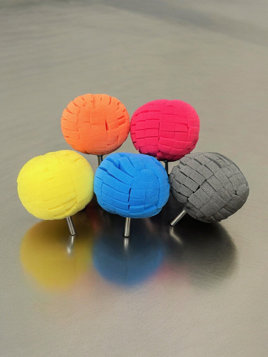 Metal polishing balls with drill attachment multi-stage set