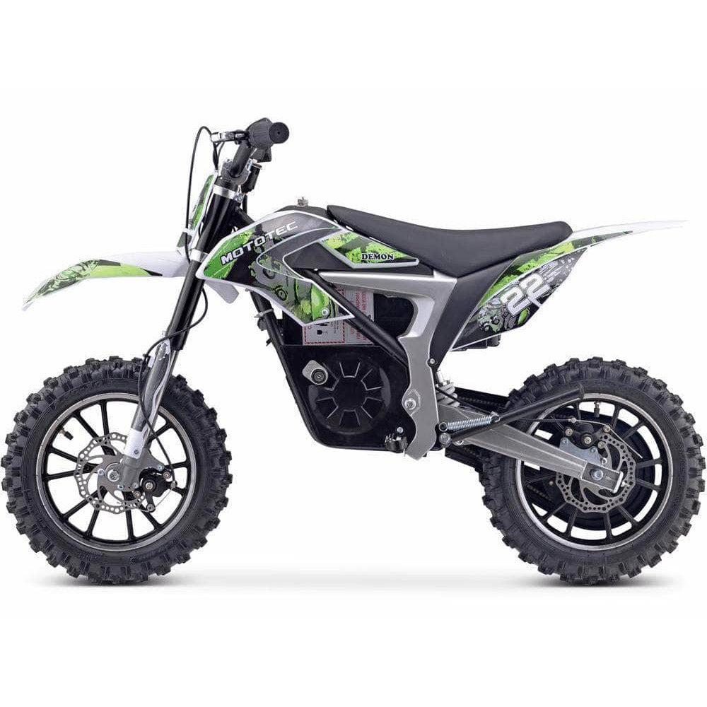 Mototec Electric Bikes Green MotoTec 36v 500w Demon Electric Dirt Bike Lithium