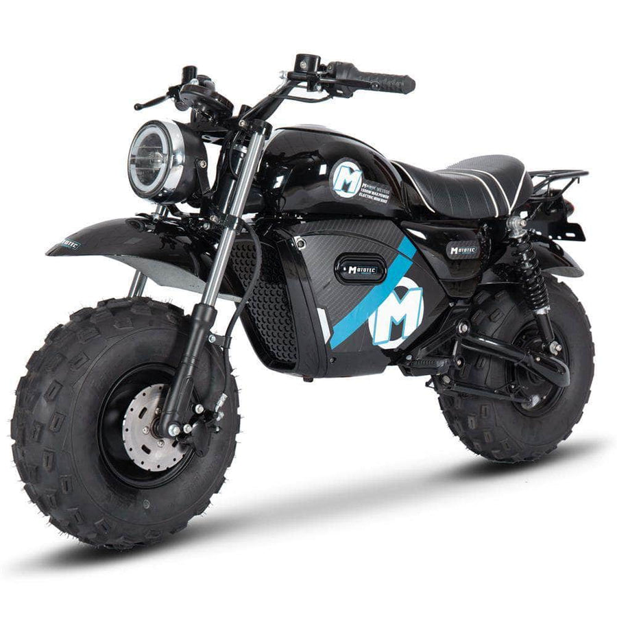 MotoTec 60V 1500W Electric Powered Mini Bike Lithium - brushless hub motor, twist throttle, all-terrain, hydraulic brakes, full suspension, max load 220 lbs