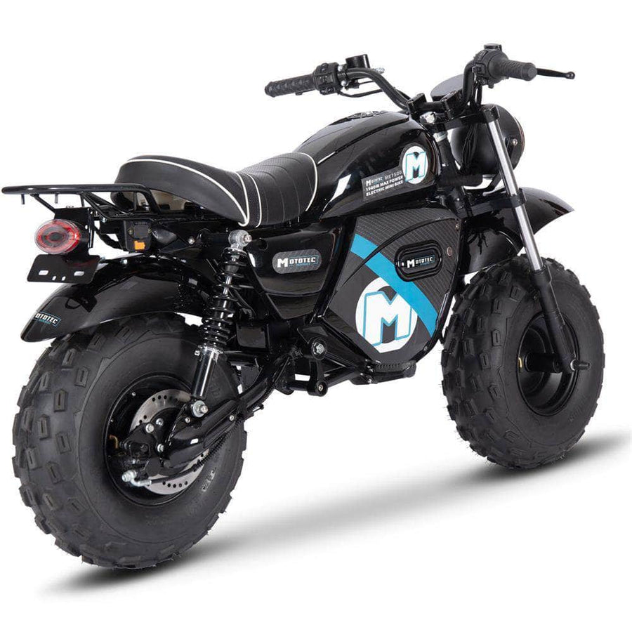 MotoTec 60V 1500W Electric Powered Mini Bike Lithium - brushless hub motor, twist throttle, all-terrain, hydraulic brakes, full suspension, max load 220 lbs