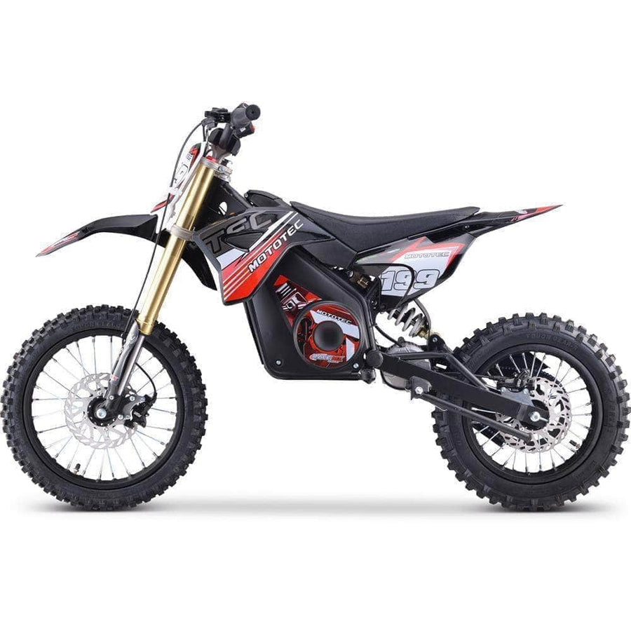 MotoTec 48V Pro Electric Dirt Bike 1800w Lithium, 13Ah, brushless, front and rear suspension