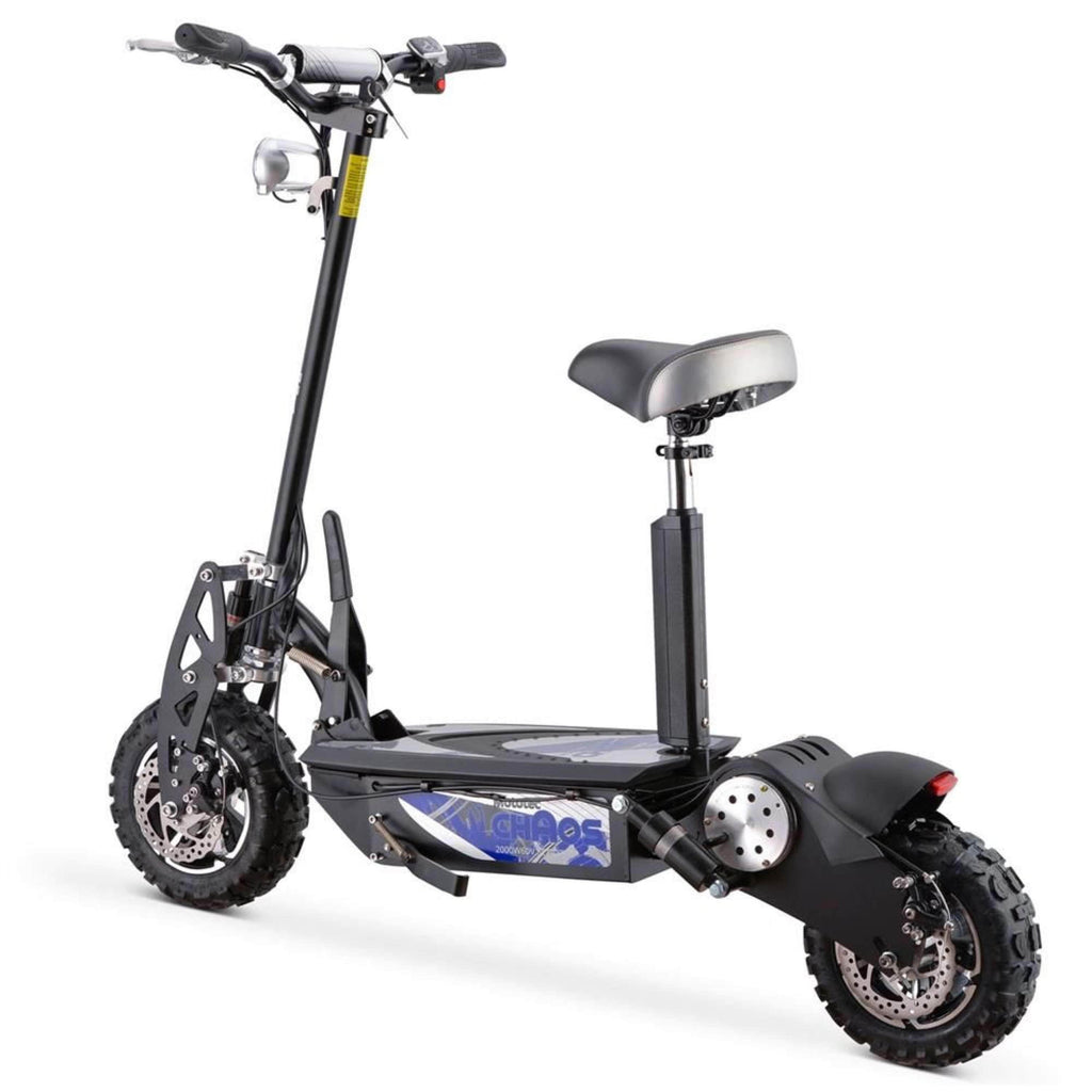 MotoTec Chaos 2000w 60v Folding Electric Scooter Black - 11-inch all terrain tires, headlight - Financing Available