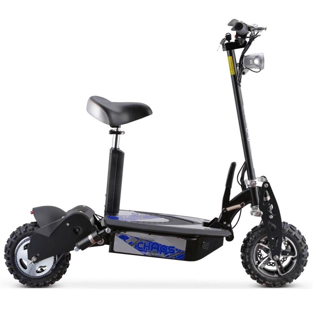 MotoTec Chaos 2000w 60v Folding Electric Scooter Black - 11-inch all terrain tires, headlight - Financing Available
