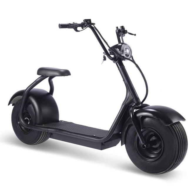 MotoTec Fat Tire 60v 18ah 2000w Lithium Electric Scooter Black - Max Rider Weight 450 lbs