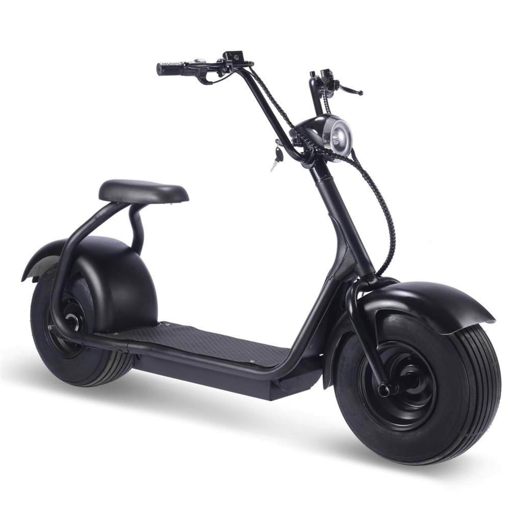 MotoTec Fat Tire 60v 18ah 2000w Lithium Electric Scooter Black - Max Rider Weight 450 lbs