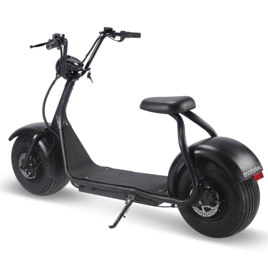MotoTec Fat Tire 60v 18ah 2000w Lithium Electric Scooter Black - Max Rider Weight 450 lbs
