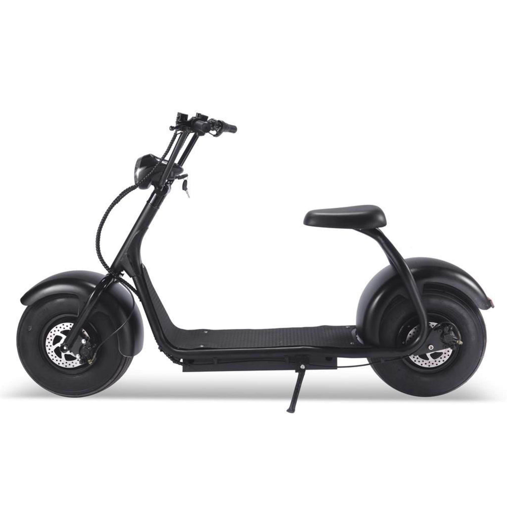 MotoTec Fat Tire 60v 18ah 2000w Lithium Electric Scooter Black - Max Rider Weight 450 lbs