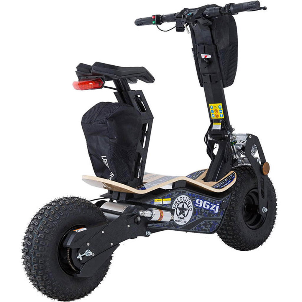 MotoTec Mad 48v 1600w Fat Tire Electric Scooter - Hub motor, Bamboo deck