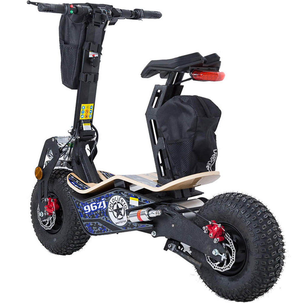 MotoTec Mad 48v 1600w Fat Tire Electric Scooter - Hub motor, Bamboo deck
