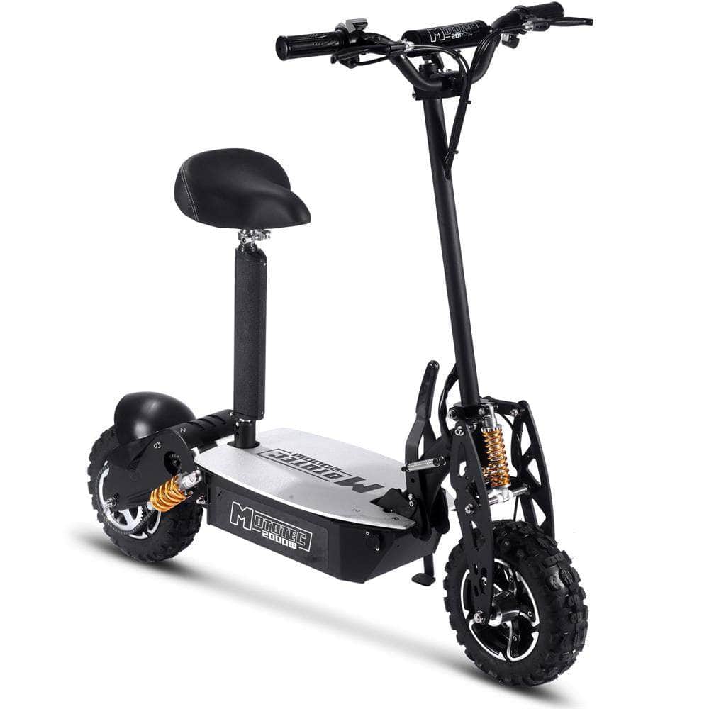MotoTec 2000w 48v Folding Electric Scooter Black - 11-inch all terrain tires, quick release seat