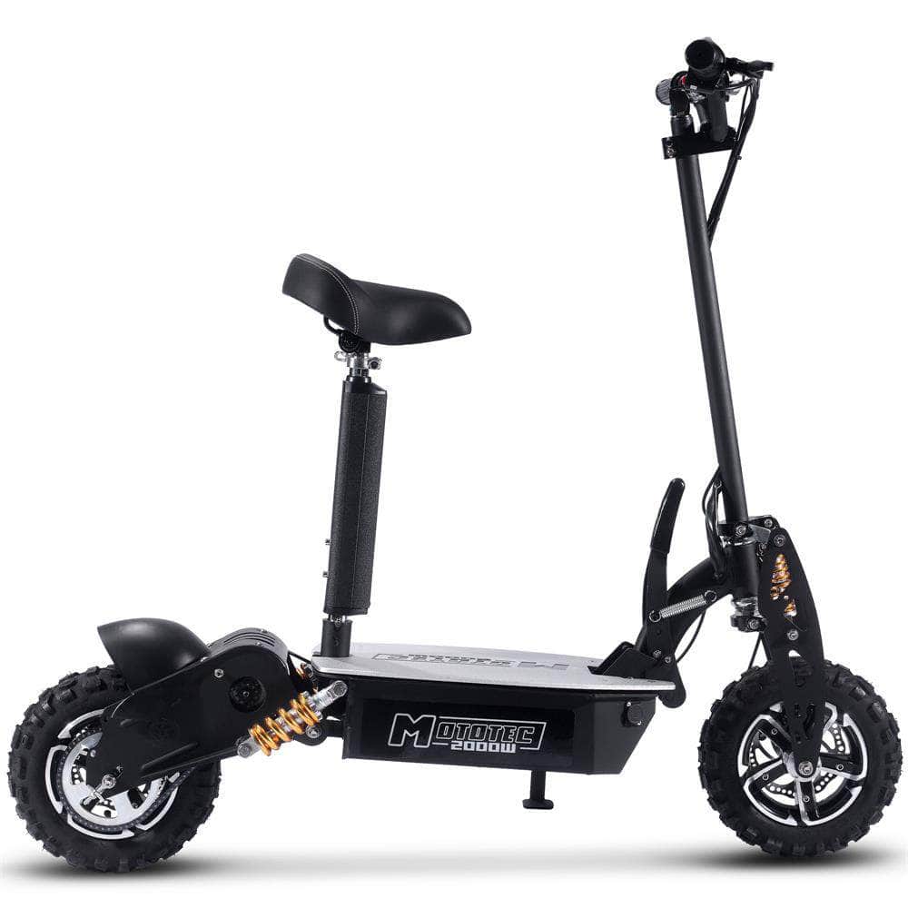 MotoTec 2000w 48v Folding Electric Scooter Black - 11-inch all terrain tires, quick release seat