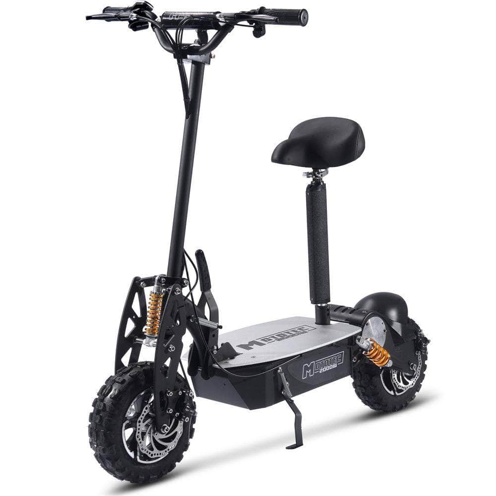 MotoTec 2000w 48v Folding Electric Scooter Black - 11-inch all terrain tires, quick release seat