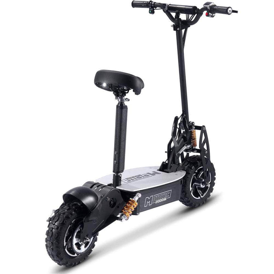 MotoTec 2000w 48v Folding Electric Scooter Black - 11-inch all terrain tires, quick release seat