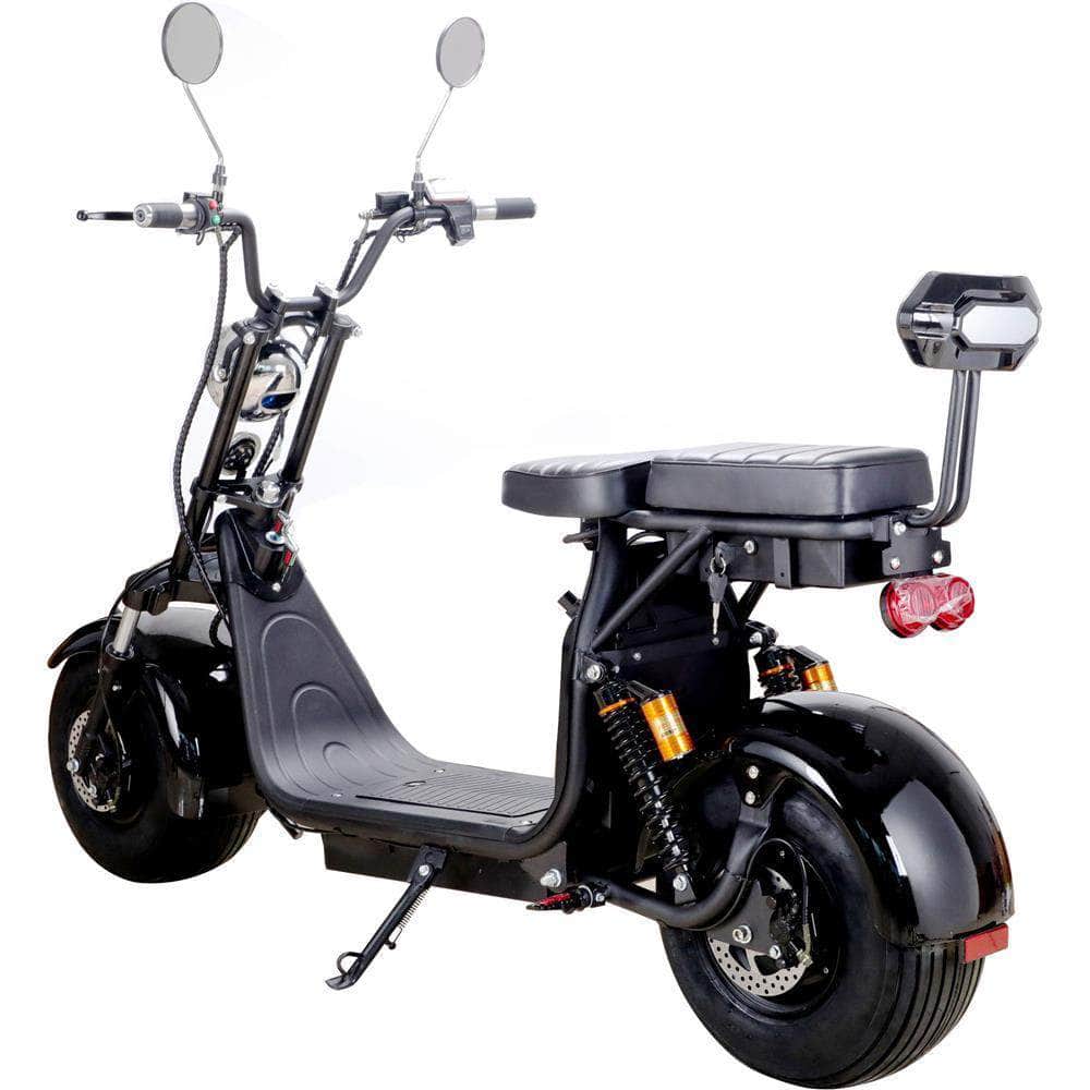 MotoTec Knockout 60v 2000w 36 Ah Fat Tire Electric Scooter - rear hub motor, 2-seater with backrest, under seat storage