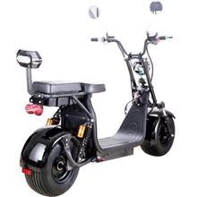 Load image into Gallery viewer, MotoTec Knockout 60v 2000w 36 Ah Fat Tire Electric Scooter - rear hub motor, 2-seater with backrest, under seat storage