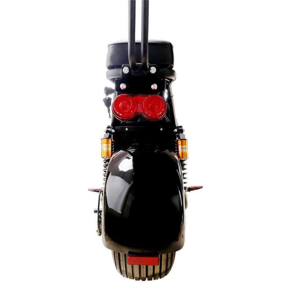 MotoTec Knockout 60v 2000w 36 Ah Fat Tire Electric Scooter - rear hub motor, 2-seater with backrest, under seat storage