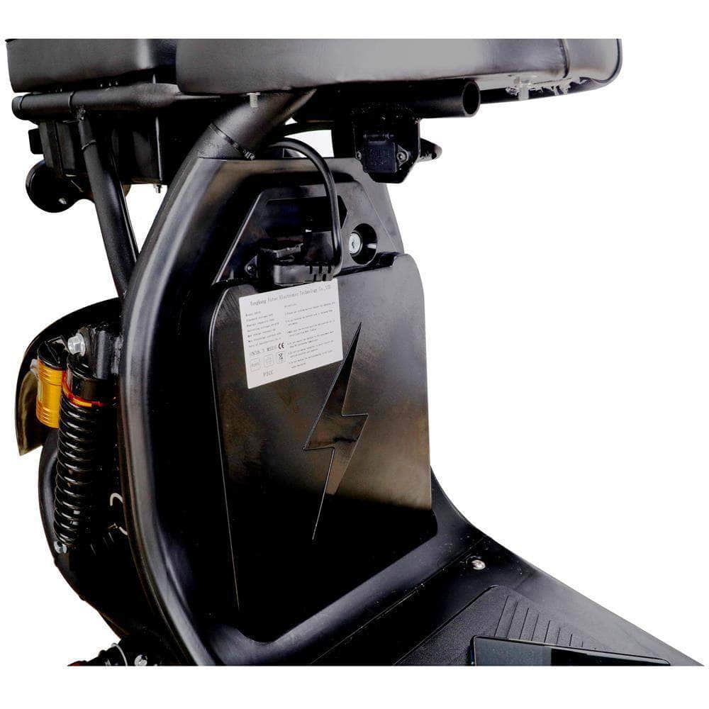 MotoTec Knockout 60v 2000w 36 Ah Fat Tire Electric Scooter - rear hub motor, 2-seater with backrest, under seat storage