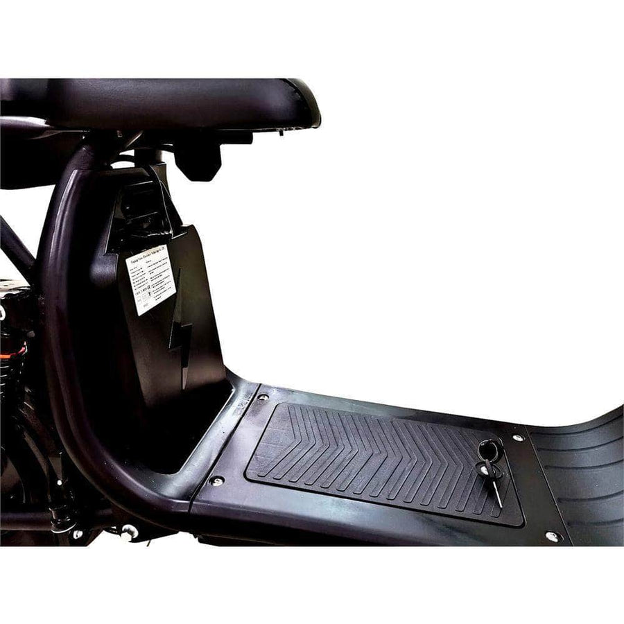 MotoTec Knockout 60v 2000w 36 Ah Fat Tire Electric Scooter - rear hub motor, 2-seater with backrest, under seat storage