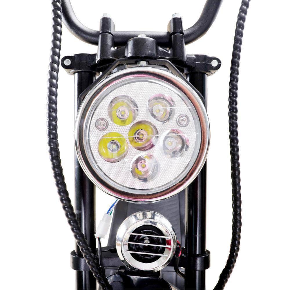 MotoTec Knockout 60v 2000w 36 Ah Fat Tire Electric Scooter - rear hub motor, 2-seater with backrest, under seat storage