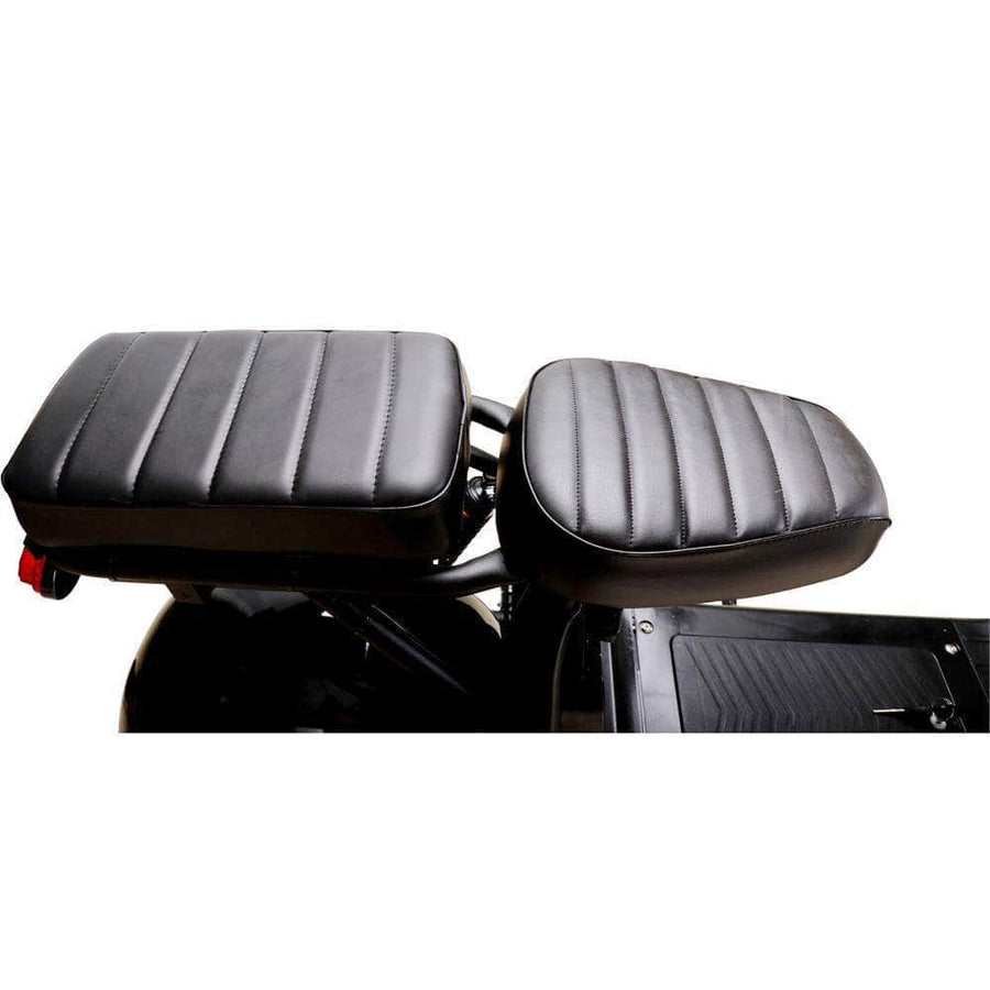 MotoTec Knockout 60v 2000w 36 Ah Fat Tire Electric Scooter - rear hub motor, 2-seater with backrest, under seat storage