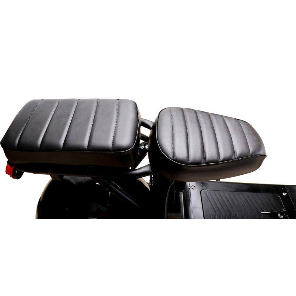 MotoTec Knockout 60v 2000w 36 Ah Fat Tire Electric Scooter - rear hub motor, 2-seater with backrest, under seat storage