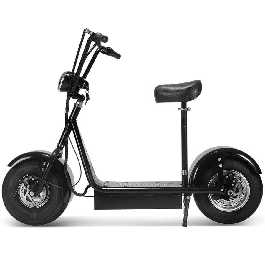 MotoTec FatBoy 48v 800w Electric Scooter - hub motor, wide saddle seat, fat tire
