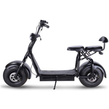 MotoTec Knockout 60v 1000w Fat Tire Electric Scooter - rear hub motor, 2 seater with backrest