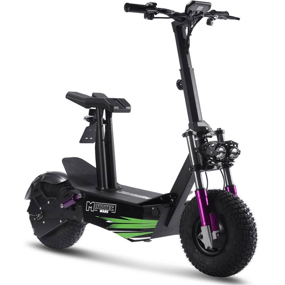 MotoTec Mars 48v 2500w Fat Tire Folding Electric Scooter - brushless motor, full suspension, dual headlights