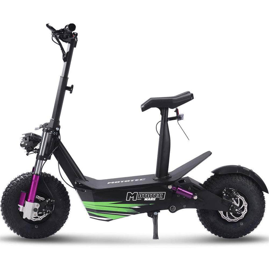 MotoTec Mars 48v 2500w Fat Tire Folding Electric Scooter - brushless motor, full suspension, dual headlights