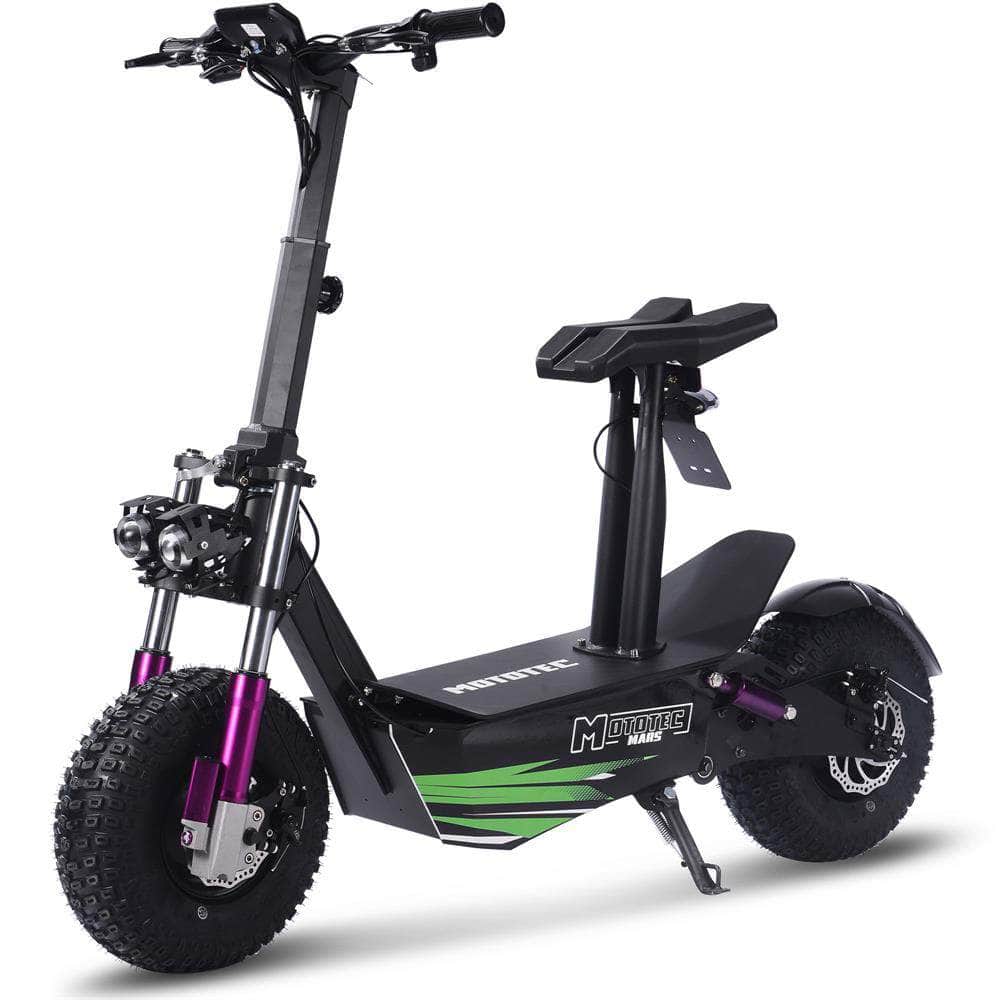MotoTec Mars 48v 2500w Fat Tire Folding Electric Scooter - brushless motor, full suspension, dual headlights