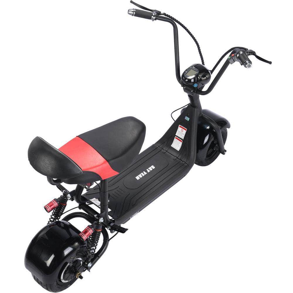 MotoTec Mini Fat Tire 48V 500w Electric Scooter - 10.4Ah, 2-Seater, headlight