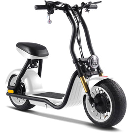 Mototec Electric Scooter White MOTOTEC Diablo 48v 1000w Lithium Fat Tire Electric Scooter - rear hub motor, large street tires
