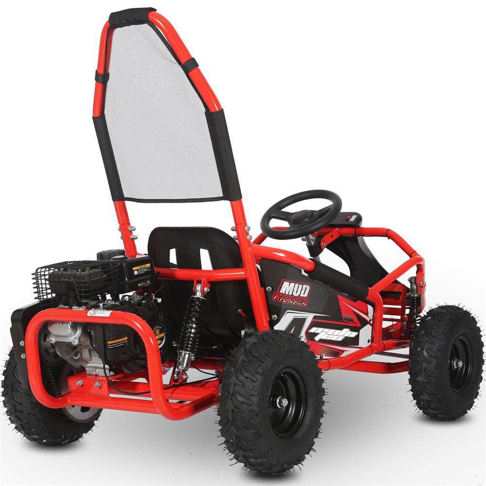 Ships in 2026 - MotoTec Mud Monster Kids Gas Powered 4-stroke 98cc Go Kart - full suspension