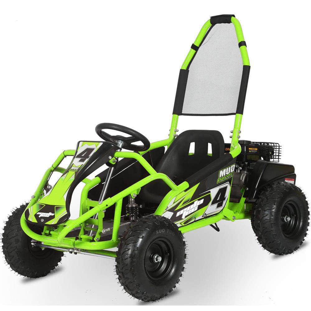 Ships in 2026 - MotoTec Mud Monster Kids Gas Powered 4-stroke 98cc Go Kart - full suspension