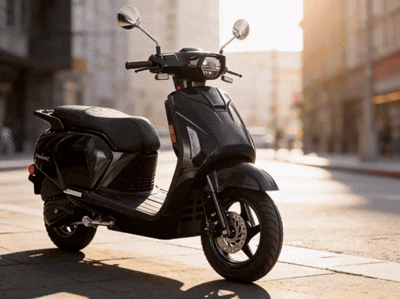Scootstar Modstar 150 black 150cc scooter parked on city street commuter scooter