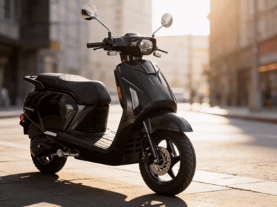 Scootstar Modstar 150 black 150cc scooter parked on city street commuter scooter