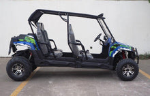 Load image into Gallery viewer, TrailMaster Challenger 4-300X EFI UTV Chrome Rims, Bimini Top, Full roll Cage, Light Bar, Brush Guard. Independent Rear