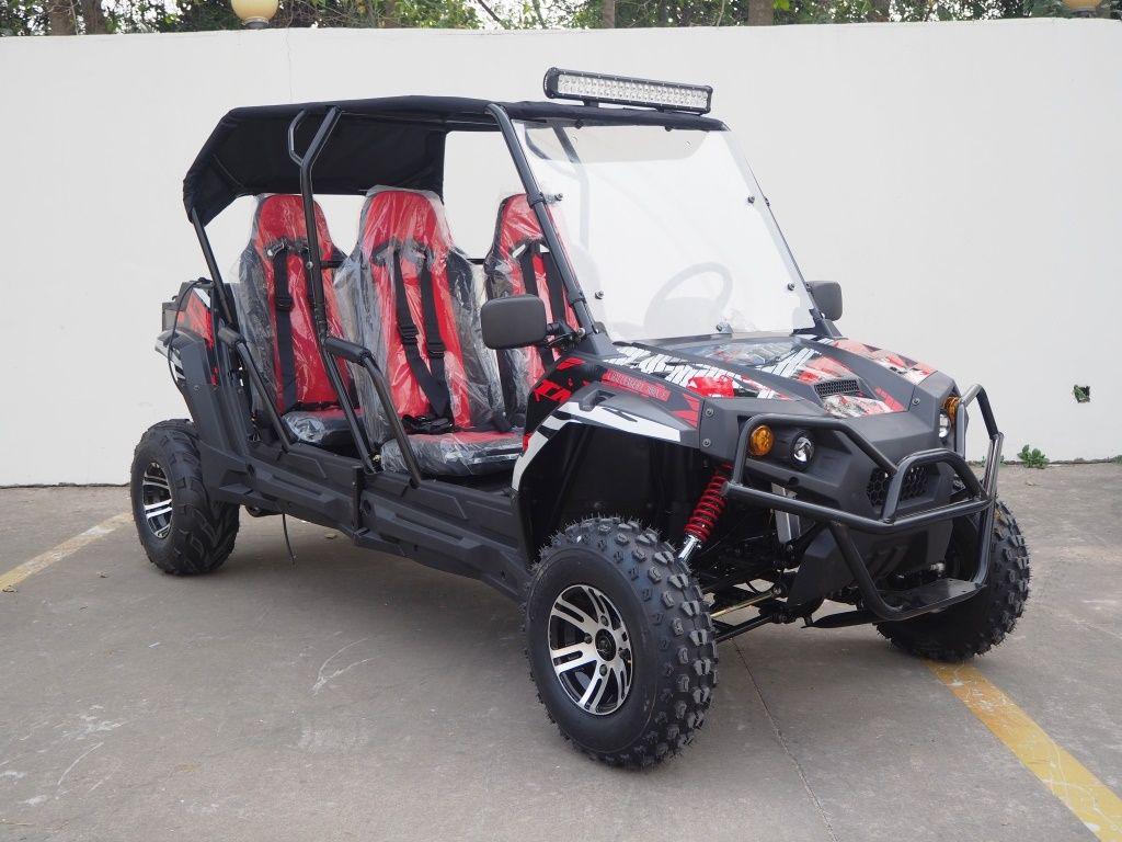 TrailMaster Challenger 4-300X EFI UTV Chrome Rims, Bimini Top, Full roll Cage, Light Bar, Brush Guard. Independent Rear