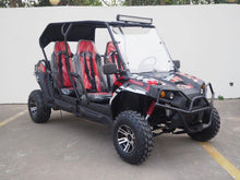Load image into Gallery viewer, TrailMaster Challenger 4-300X EFI UTV Chrome Rims, Bimini Top, Full roll Cage, Light Bar, Brush Guard. Independent Rear