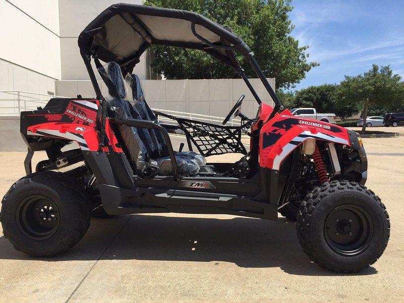Trailmaster Challenger 300E EFI UTV / side-by-side, 52 Inch Wide, High Back Seats, CVT trans, Intergrated Hitch, Cargo Area, Bimini Top