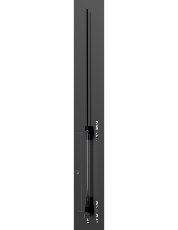 Side profile of TUFF JUG Auto Stop fast-fill fuel spout compatible with TUFF JUG utility containers