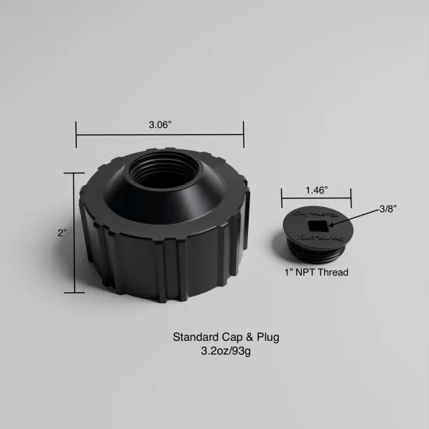 TUFF JUG storage cap dimensions and sizing for current model racing fuel and utility containers