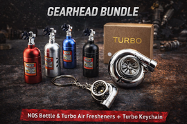 Turbo and NOS air freshener bundle with spinning turbo keychain for car enthusiasts and racers