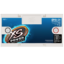 Side label view of XS Power D16-31 Group 31 16V AGM drag racing battery